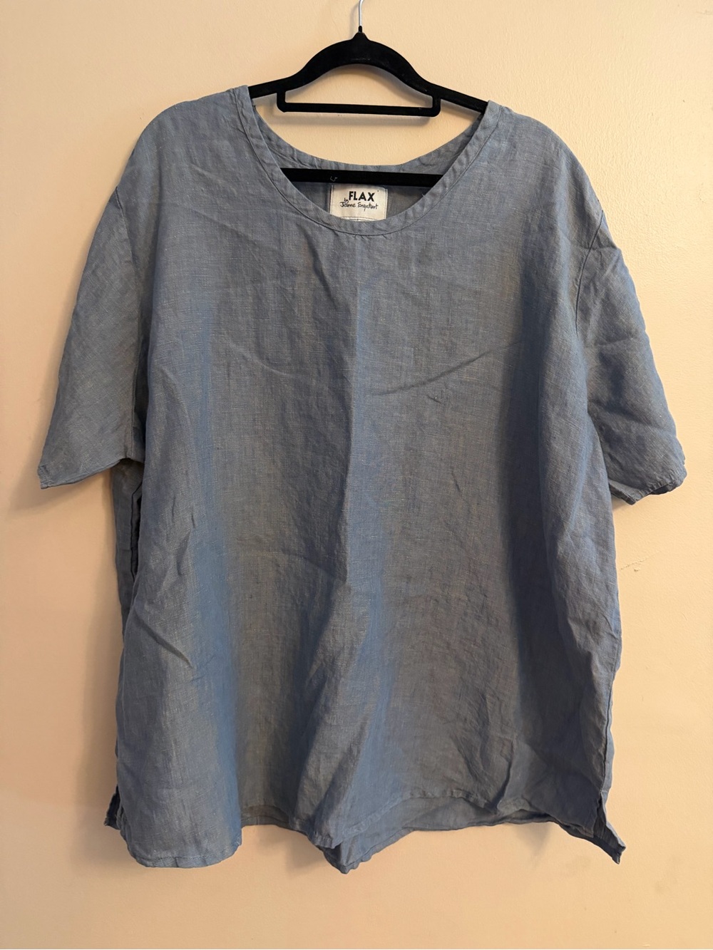 FLAX Women’s Light Blue Linen Short-Sleeve Shirt